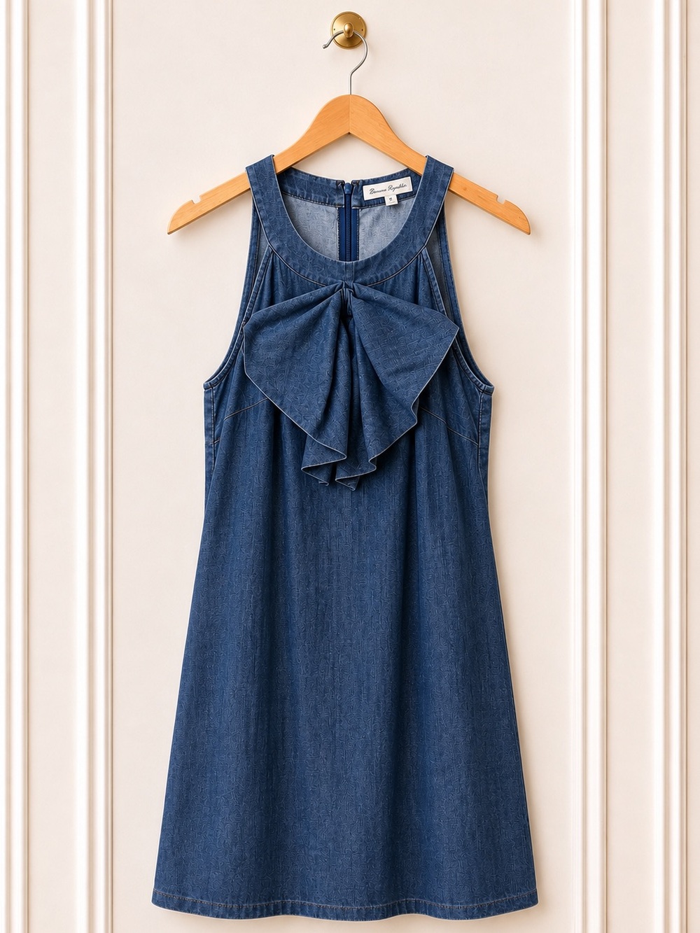Banana Republic Chambray Dress Sleeveless Bow Detail Size 0 Front A-Line Western